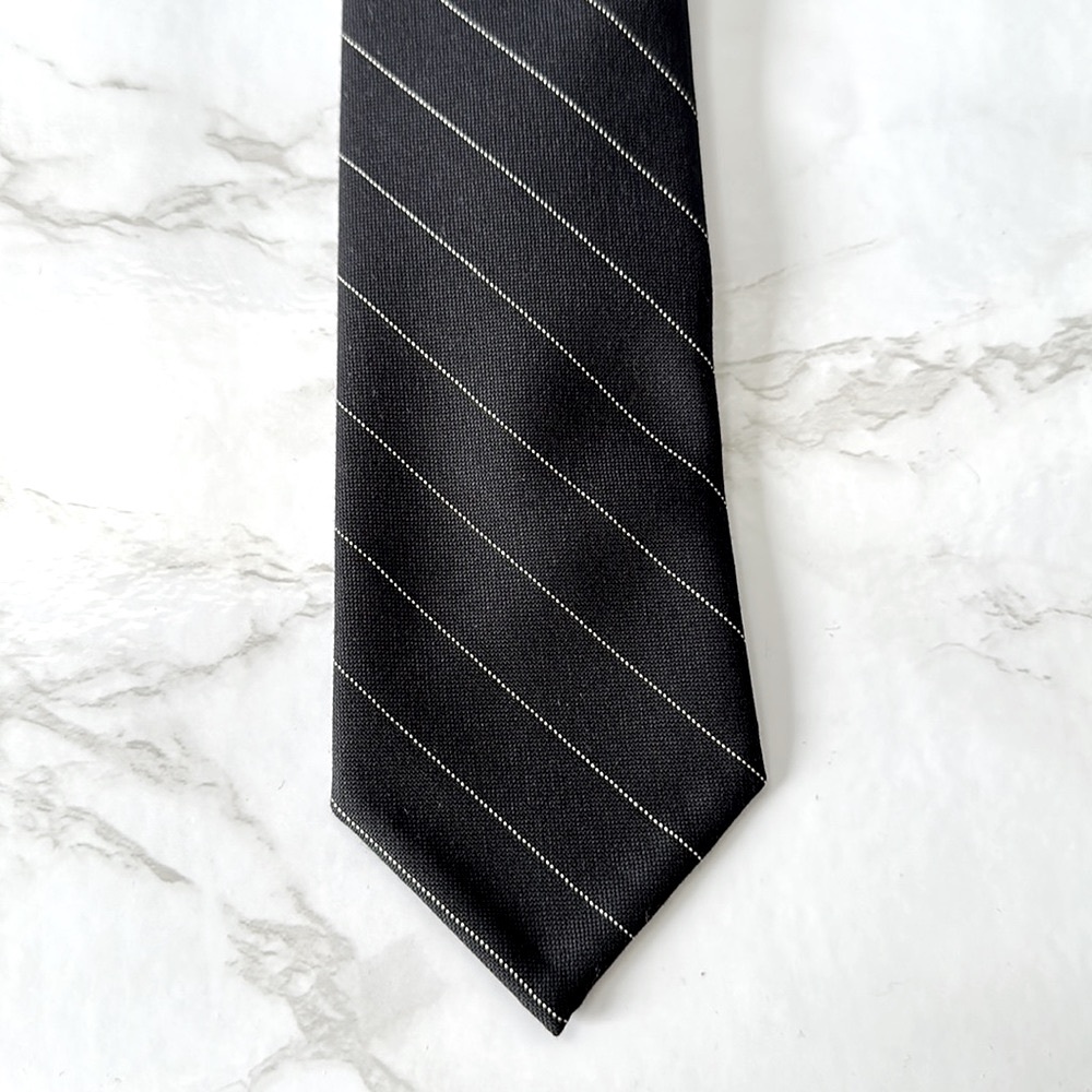 Brooks Brothers Classic Black with Thin White Strip Tie